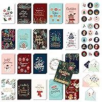 100 Pack Foiled & Glittery Assorted Christmas Cards with Envelopes & Stickers, 20 Designs Blank Inside Bulk Christmas Cards with Envelopes Bulk, 4x6