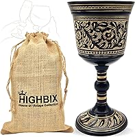 HIGHBIX Royal Wine Goblet Solid Brass Handmade Premium Wine Cup Black Medieval Gothic Chalice Ancient Elegant Wine Goblet
