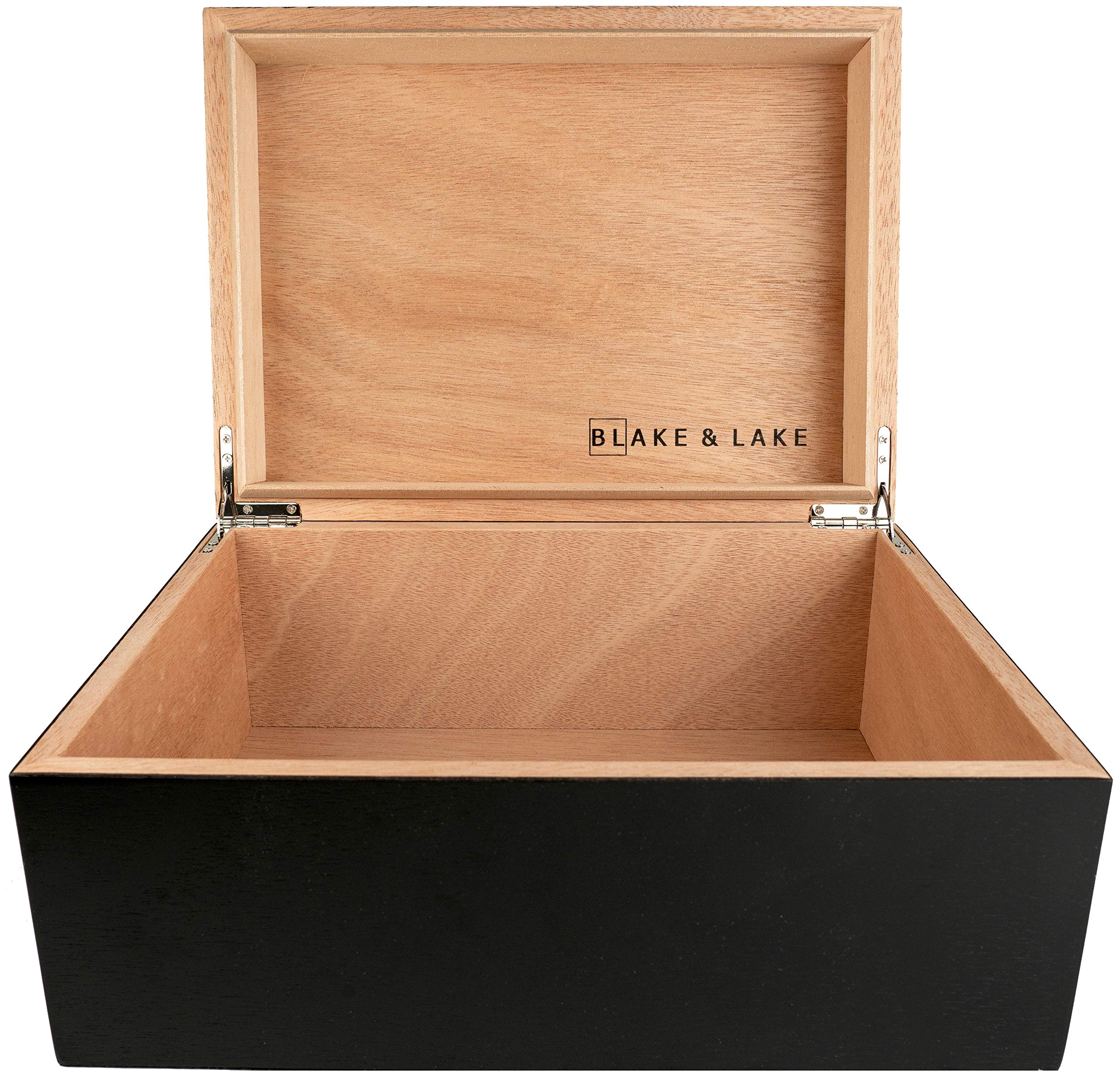 Mua Large Wooden Box with Hinged Lid - Wood Storage Box with Lid ...