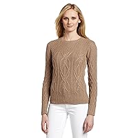 Minnie Rose Women's 100% Cashmere Crew Cable Knit Sweater