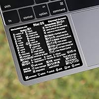 SYNERLOGIC (Intel CPU) Mac OS (Monterey/Big Sur/Catalina/Mojave etc) Reference Keyboard Shortcut Sticker, Laminated Vinyl, No-Residue, for MacBook Air/Pro/iMac/Mini (Black, Pack of 3)