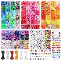 QUEFE 4900pcs Pony Beads Kit, Friendship Bracelet Making Kit with 84 Colors Kandi Beads, 3780pcs Rainbow Hair Beads 1080pcs Letter Heart for Craft Gifts Bracelets Jewelry Making with Elastic Strings