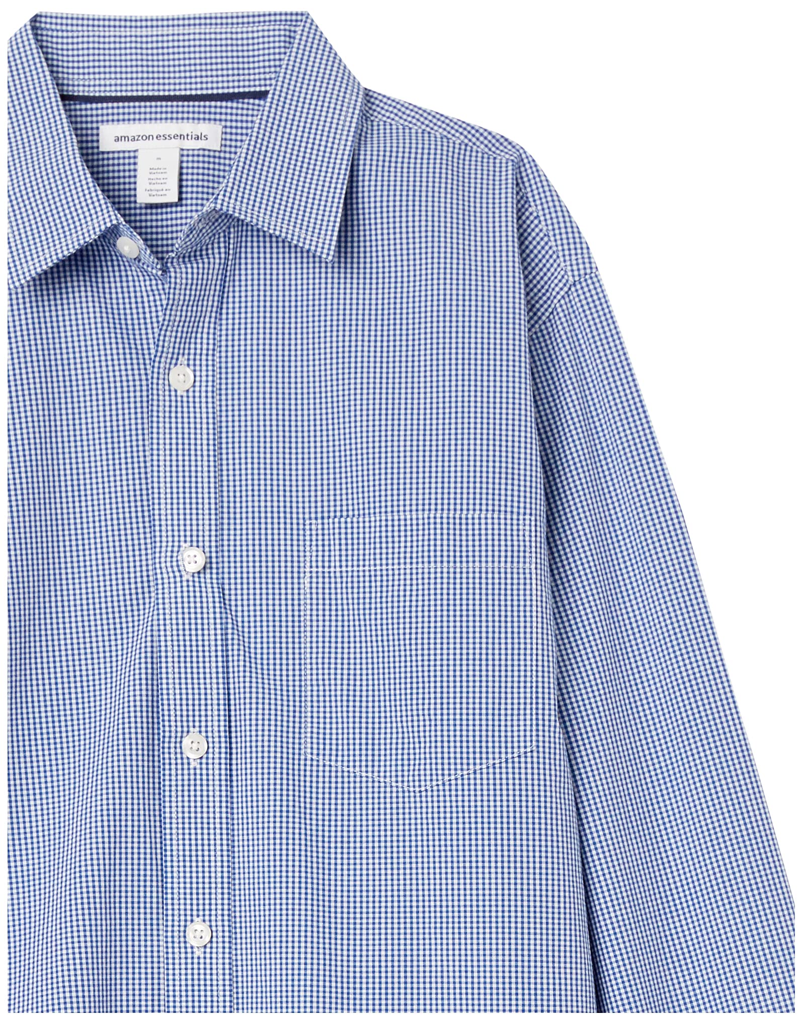 Amazon Essentials Men's Regular-Fit Long-Sleeve Casual Poplin Shirt, Blue Gingham, Large