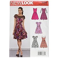 New Look Sewing Pattern UN6392A Autumn Collection Misses' Dresses with Contrast Fabric Options Sewing Patterns, A (10-12-14-16-18-20-22)