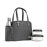 Fit & Fresh Lunch Bag For Women, Insulated Womens Lunch Bag For Work, Leakproof & Stain-Resistant Large Lunch Box For Women With Bottle Pocket, Bottle & Containers, Zipper Closure Laketown Bag Black