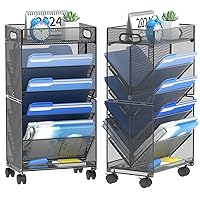 10 Tier Rolling File Cart, Beside/Under Desk File Organizer Carts with Wheels, Paper Letter Trays Storage Cart for Office Classroom Homeschool Organization