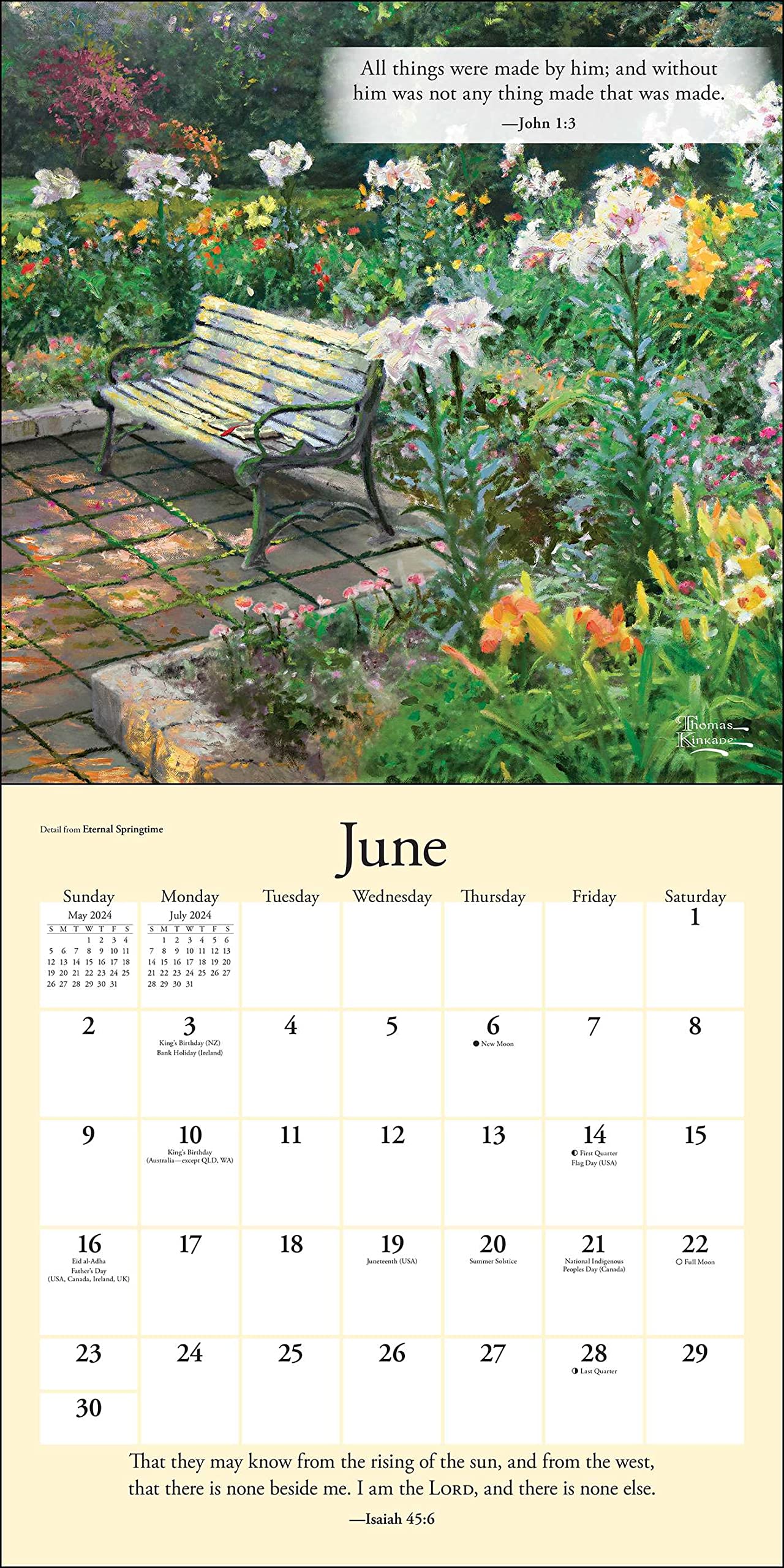 Thomas Kinkade Gardens of Grace with Scripture 2024 Wall Calendar