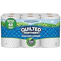 Quilted Northern Ultra Soft and Strong Earth-Friendly Toilet Paper, 12 Mega Rolls = 48 Regular Rolls, 328 2-Ply Sheets Per Roll Packaging May Vary