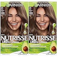 Hair Color Nutrisse Nourishing Creme, 61 Light Ash Brown (Mochaccino) Permanent Hair Dye, 2 Count (Packaging May Vary)