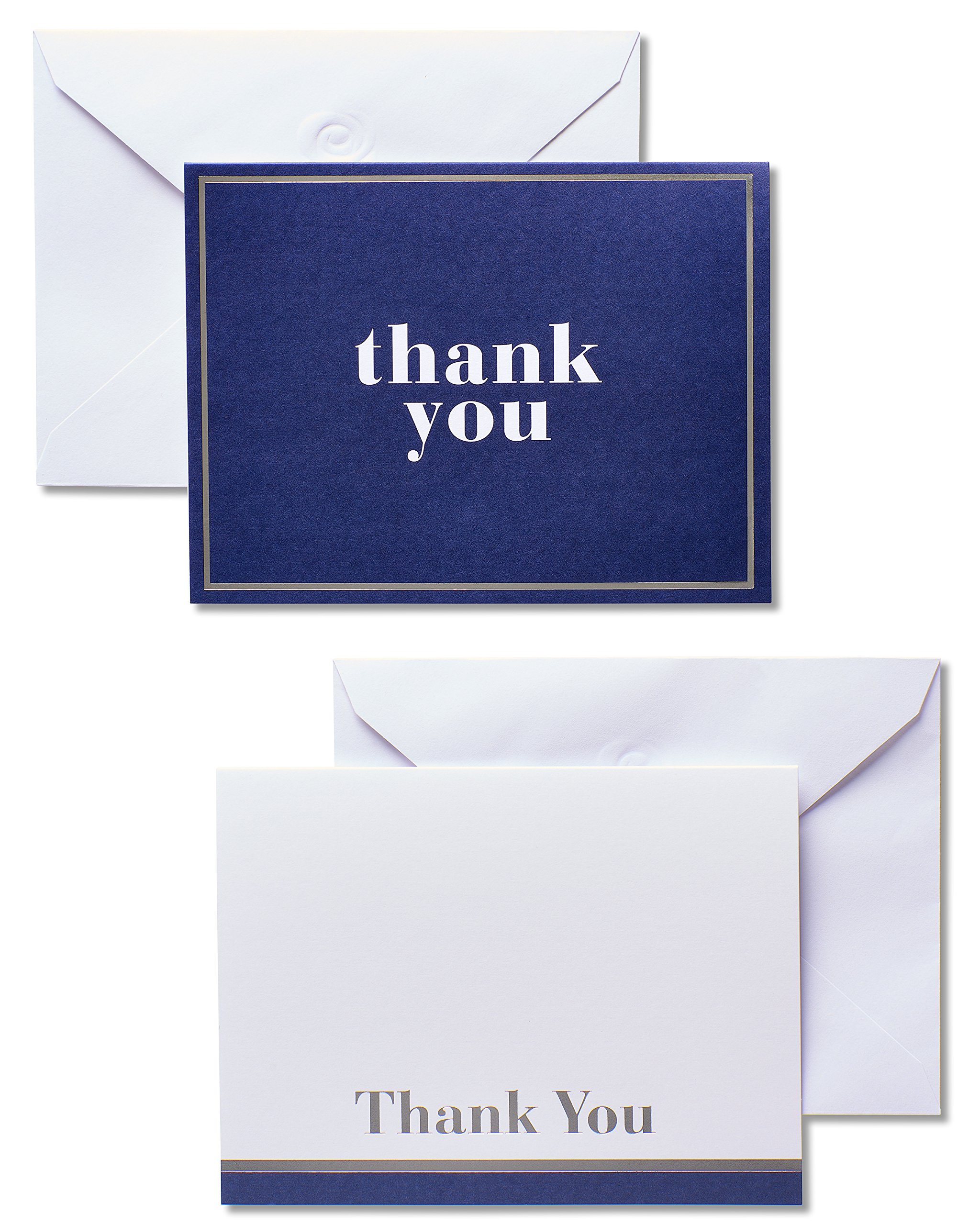 American Greetings Thank You Cards with Envelopes, Blue and White (50-Count)