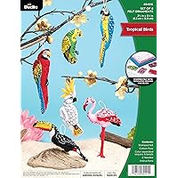 Bucilla Felt Applique 6 Piece Ornament Making Kit, Tropical Birds, Perfect for DIY Arts and Crafts, 89491E