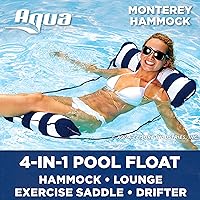 Aqua Original 4-in-1 Monterey Hammock Pool Float & Water Hammock – Multi-Purpose, Inflatable Pool Floats for Adults – Patented Thick, Non-Stick PVC Material – Navy