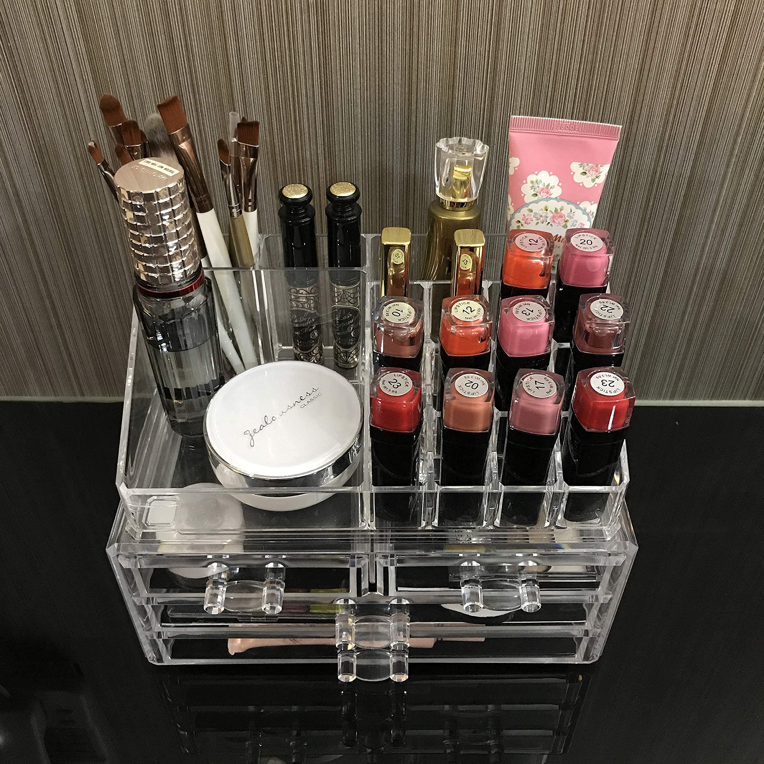 Ikee Design Clear Makeup Organizer for Vanity, Bathroom Counter or Dresser - Easily Accessible with Clear Design. Perfectly Organize Your Beauty Essentials. Adds an Elegant Touch to Your Space.
