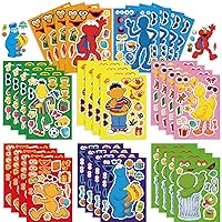 Seasme Friends Street Make a face Stickers for Kids,Make You Own Stickers DIY Cartoon Stickers for Party Decoration Party Supplies Birthday Gift Laptop Luggage Notebook Stickers(24 PCS)