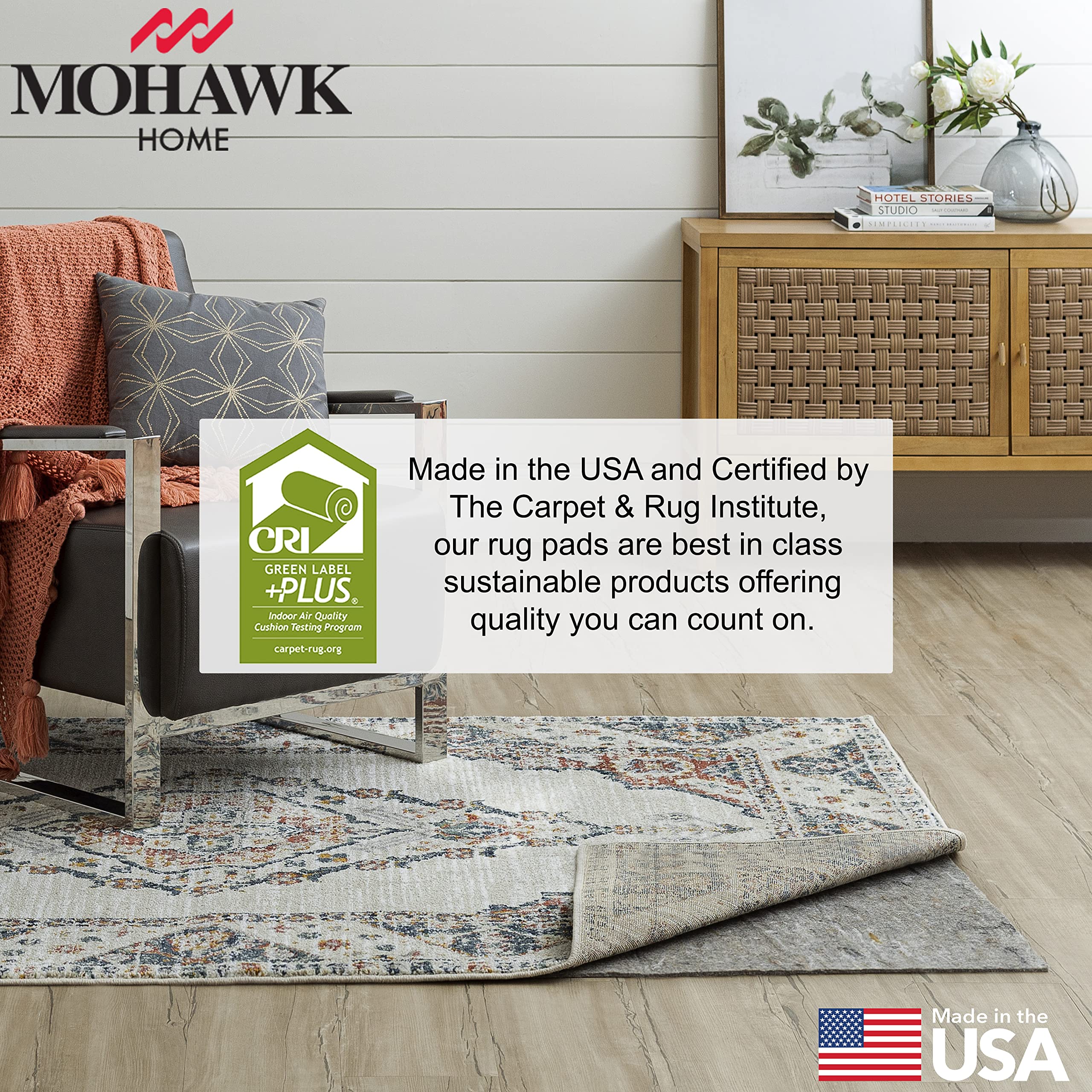 Mohawk Home 8' x 10' Non Slip Rug Pad Gripper 1/4 Thick Dual Surface Felt + Rubber Gripper - Safe for All Floors