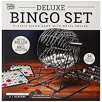 Deluxe Metal Bingo Case - Bingo Night Play Kit - Includes Metal Bingo Cage, 75 Numbered Balls, 150 Bingo Markers, 17 Double-Sided Bingo Cards & 1 Master Bingo Card