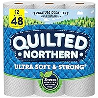 Ultra Soft & Strong Toilet Paper, 12 Mega Rolls = 48 Regular Rolls, 2-ply Bath Tissue