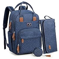 Dikaslon Diaper Bag Backpack with Portable Changing Pad, Pacifier Case and Stroller Straps, Large Unisex Baby Bags for Boys Girls, Multipurpose Travel Back Pack Moms Dads, Peacock blue