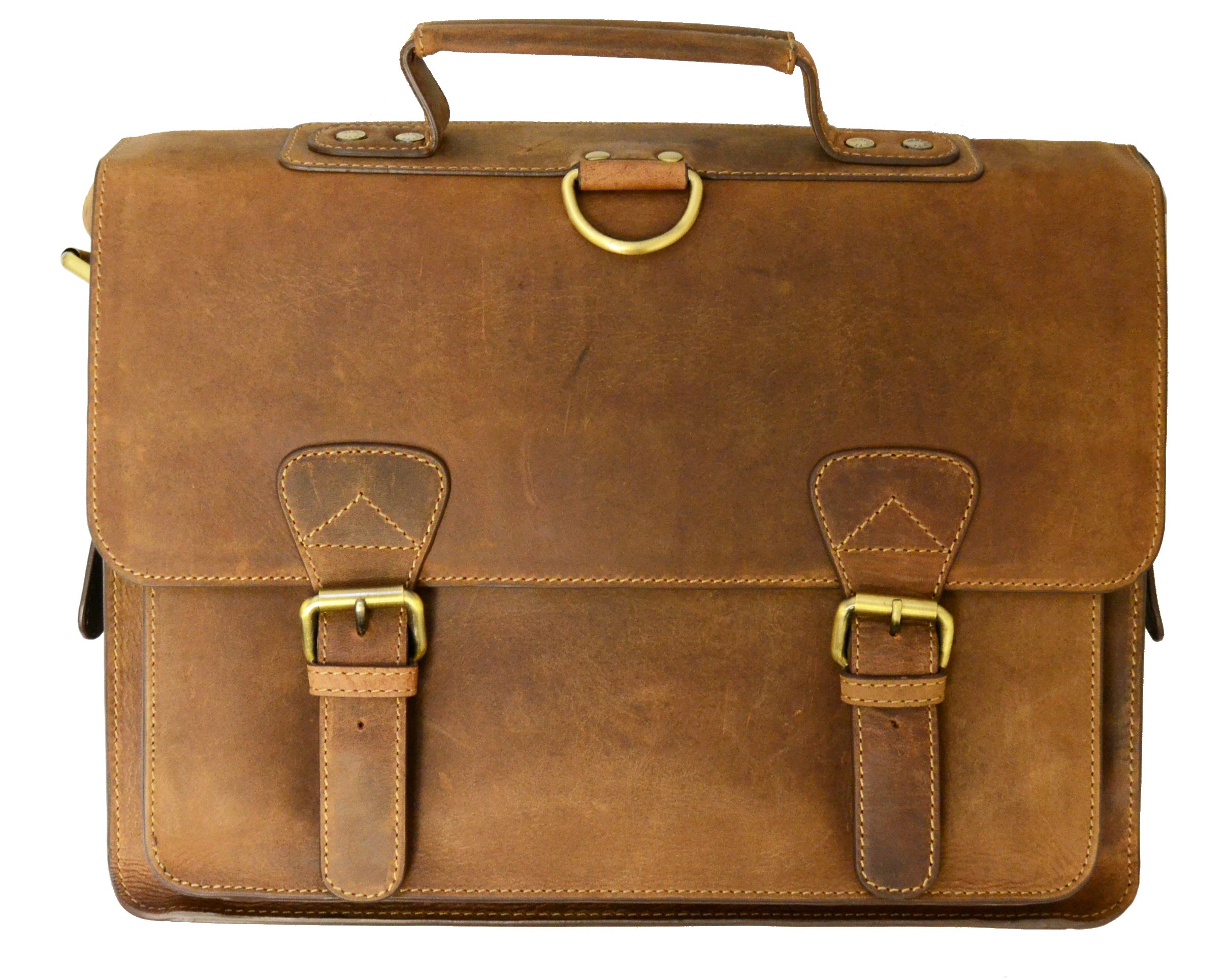 Visconti 16106 Flapover Briefcase, Tan, One Size
