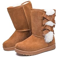 Winter Snow Boots for Women Mid Calf Warm Fur Lined Boots Slip on Fashion Bootie
