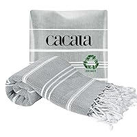 Cacala 100% Turkish Cotton Kitchen Tea Towels, Highly Absorbent Luxury Soft Quick Drying Dish Towel with Hanging Loop for Gym, Yoga, Bath, Sports, Cleaning and Kitchen (23 x 36), Antrasit