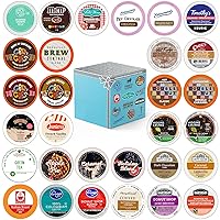 Variety Pack of Coffee, Tea, Hot Chocolate and Cappuccino, Sampler of Single Serve Coffee, Tea, Hot Cocoa and Cappuccino Pods for Keurig K Cups Machines, 30 Pack - No Duplicates