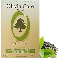 Green Tea Olive Oil Bar Soap by Olivia Care - 100% Natural Ingredients, Organic, Vegan - For Face, Hands & Body. Cold-Pressed Triple -Milled. Hydrating, Moisturizing. Rich in Calcium & Vitamins - 5 OZ