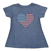 SoRock Girls 4th of July USA Studded American Flag Heart Dress Toddler Youth Grey