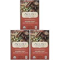 Numi Organic Tea Golden Chai, Full Leaf Black Tea, 54 Tea Bags (3 x 18 Count Boxes)