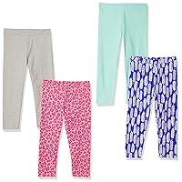 Amazon Essentials Girls and Toddlers' Cropped Capri Leggings (Previously Spotted Zebra), Multipacks