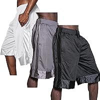Hat and Beyond Mens Heavy Mesh Shorts Athletic Fitness Gym Sports Workout S-5XL (Large (3) Set, 1ks14_BLK/CHA/WHT)