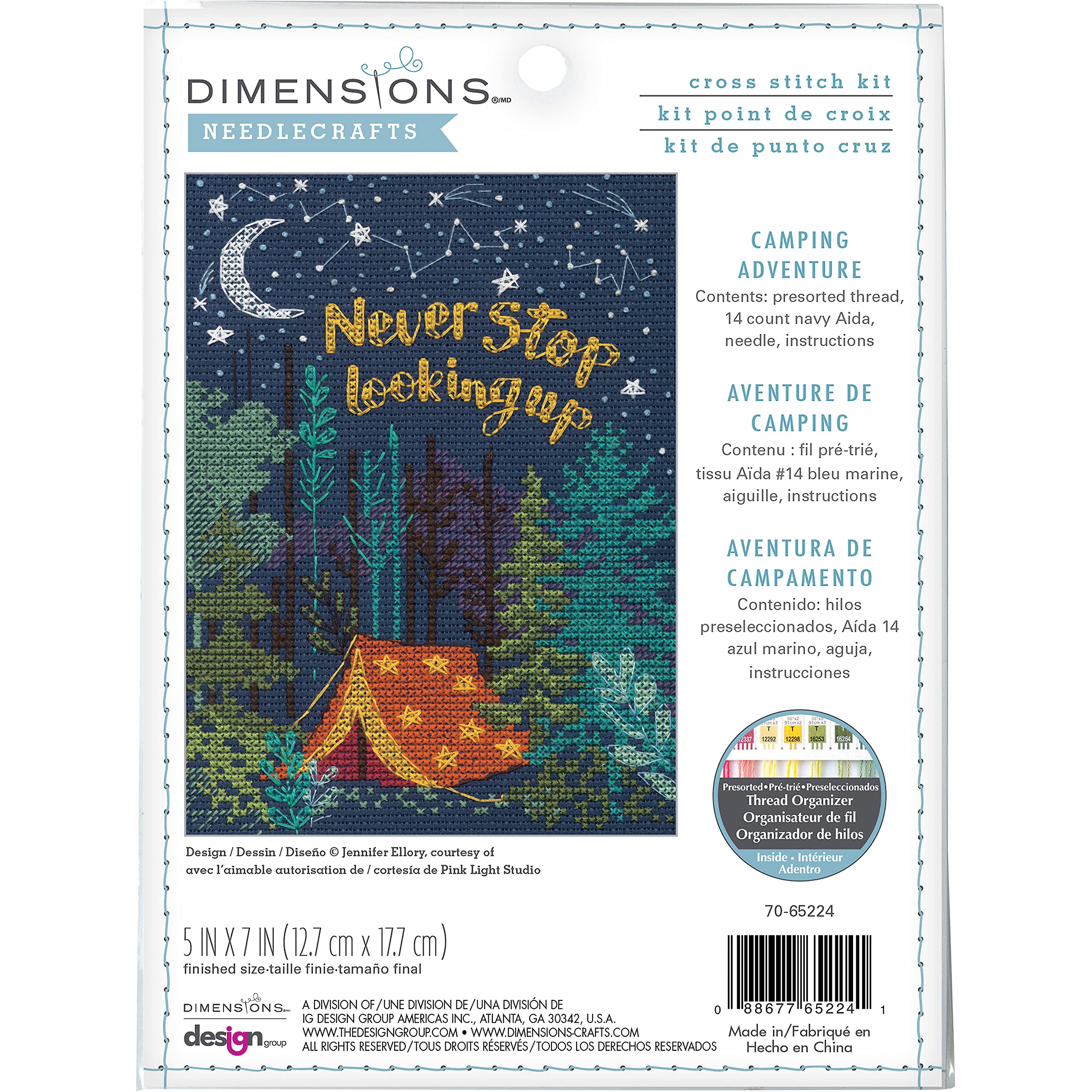 Dimensions 70-65224 Nighttime Camping Adventure Counted Cross Stitch Kit for Beginners, 5