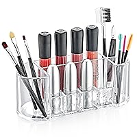 Boxup Oval Makeup Organizer For Brushes and Cosmetics Makeup Organizer Clear Cosmetic Display Case with 8 Compartments For Vanity