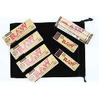 Raw 1 1/4 Deal - 1 1/4 Classic Rolling Papers, 79mm Rolling Machine and Filter Tips - INCLUDES - Black Velvet Pouch
