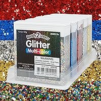 READY 2 LEARN Glitter - Primary - Set of 5-1.8 oz Each - Craft Glitter Kit - Red, Blue, Silver, Gold and Multicolor - Perfect for Crafting and DIY