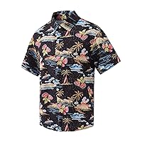 Hawaiian Shirt for Men Short Sleeve Button Down Floral Beach Shirt Tropical Aloha Shirt, Black, Large