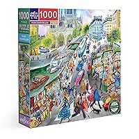 Piece & Love: Paris Bookseller - 1000 Piece Puzzle - Adult Square Jigsaw, 23x23, Includes Image Reference Insert, Glossy Pieces