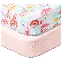 HonestBaby 2-Piece Organic Cotton Printed & Terry Changing Pad Cover Set, Rose Blossom, One Size