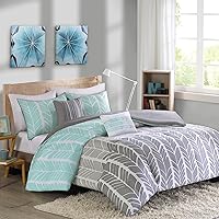 Intelligent Design Adel Cozy Comforter Geometric Design Modern All Season Vibrant Color Bedding Set with Matching Sham, Decorative Pillow, Twin/Twin XL, Aqua, 4 Piece