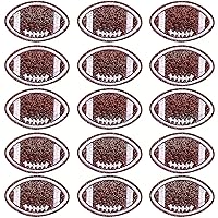 16pcs Sequin Football Patch, 2 Inch White Stitches Brown Football Iron on, Embroidered Applique Sewing Patches for Clothing, Bags, Jackets, Jeans DIY Accessory Craft Decoration