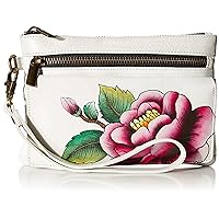 Anna by Anuschka Hand-Painted Genuine Leather Wristlet Organizer Wallet - Peony Ivory