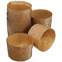 EuroBake Panettone Molds, Stand Alone Greaseproof Baking Cups, for Cupcakes, Muffins and Mini Cakes Pack of 24, Standard, Brown