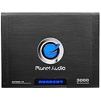 Planet Audio AC3000.1D Anarchy Series Car Amplifier - 3000 High Output, Class D, Monoblock, 1 Ohm, Low Level Inputs, Low Pass Crossover, Mosfet Power Supply, Hook Up To Stereo and Subwoofer