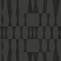 Tempaper Textured Grey Faux Grasscloth Geo Removable Peel and Stick Wallpaper, 20.5 in X 16.5 ft, Made in The USA, Carbon