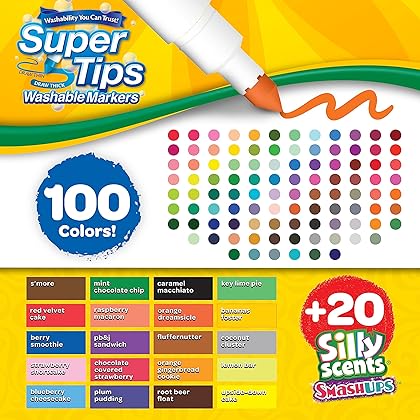 Crayola Super Tips Bulk Marker Set (120 Count), Washable & Scented Markers for Kids, Markers for School, Back to School Supplies [Amazon Exclusive]
