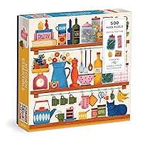 Kitchen Essentials 500 Piece Puzzle with Shaped Pieces from Galison - 20” x 20” Jigsaw Puzzle with 15 Uniquely Shaped Pieces, Beautiful Artwork, Thick & Sturdy Pieces, Challenging Family Activity