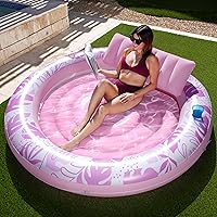 Tanning Pool Lounger Float, Luxury Fabric Large Pool Floats Inflatable Lake Float Heavy Duty Suntan Tub for Lake, Outdoor, Backyard, Swimming Pool