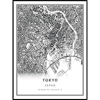 Tokyo map Poster Print | Modern Black and White Wall Art | Scandinavian Home Decor | Japan City Prints Artwork | Fine Art Posters 24x36