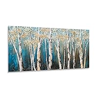 Yihui Arts Birch Tree Canvas Wall Art With Textured and Gold Foil Modern Abstract Forest Paintings Contemporary Landscape Pictures Large Artwork for Living Room Bedroom Dinning Room Decor
