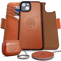 Dreem Bundle: Fibonacci Wallet-Case for iPhone 13 with Om Case for AirPods Pro 2 and Empower Wireless Charger Pad [Caramel]